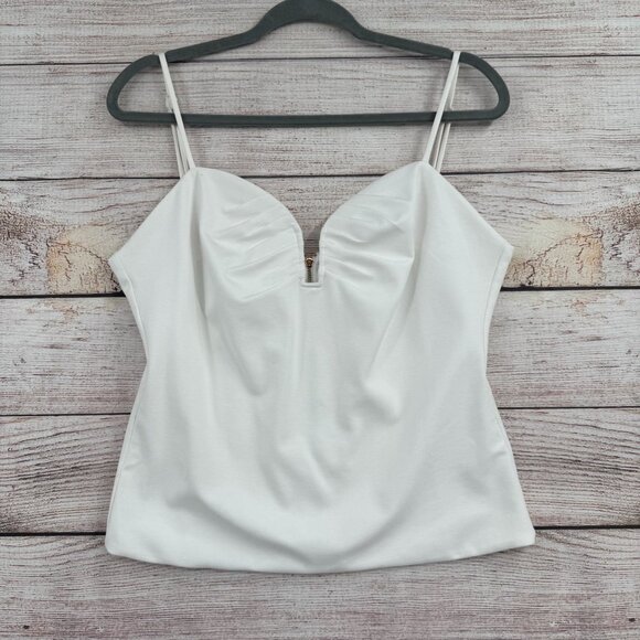 eri + ali Anthropologie Scoop Neck Tank Top Women's Size Large White NEW - Picture 1 of 11